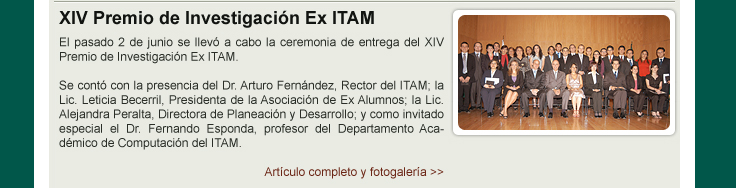 XIV Premio de Investigación Ex ITAM