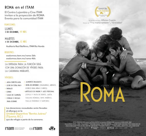 Proyección de Roma, de Alfonso Cuarón, en el ITAM