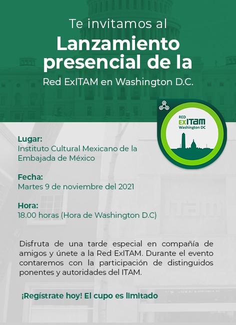 Póster Lanzamiento de la Red ExITAM en Washington D.C.